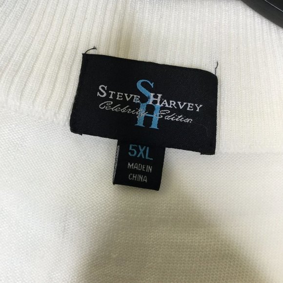 Steve Harvey Men Pullover Sweater Long Sleeve Cream Size 5XL Quarter Zip - Picture 9 of 10